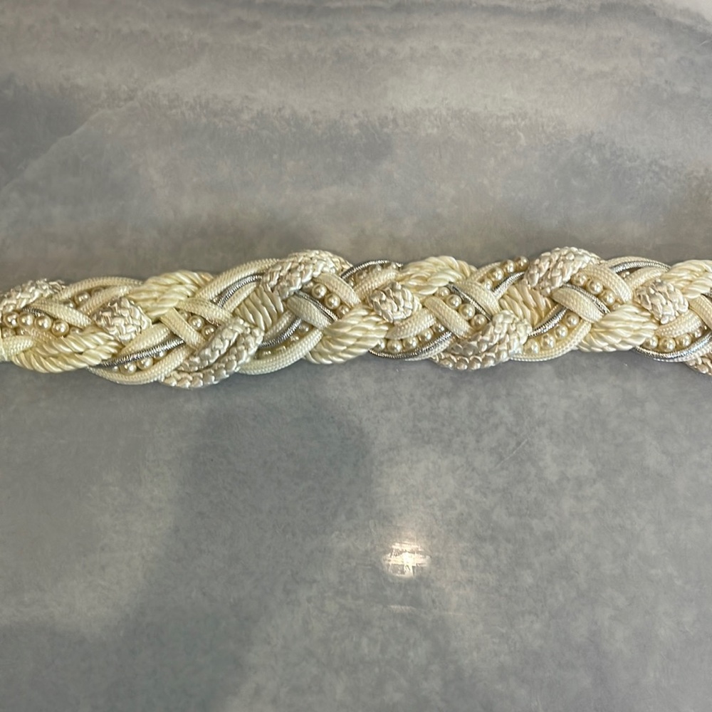 COPY - Pearl and silver and silk braided belt